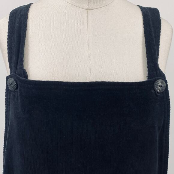 Vintage 90s Corduroy Overalls Wide Straight Leg Jumpsuit Black Womens Small - Picture 3 of 8